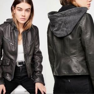 Free People Monroe Hooded Vegan Leather Jacket